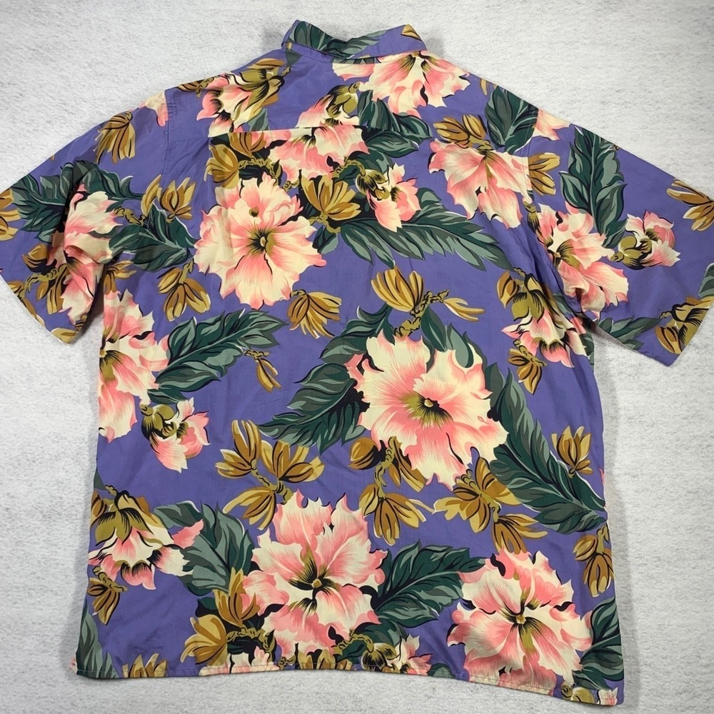 VTG Reyn Spooner Shirt Men's XL Purple Rayon Hawaiian Aloha Floral Print 80s 90s - Picture 4 of 7